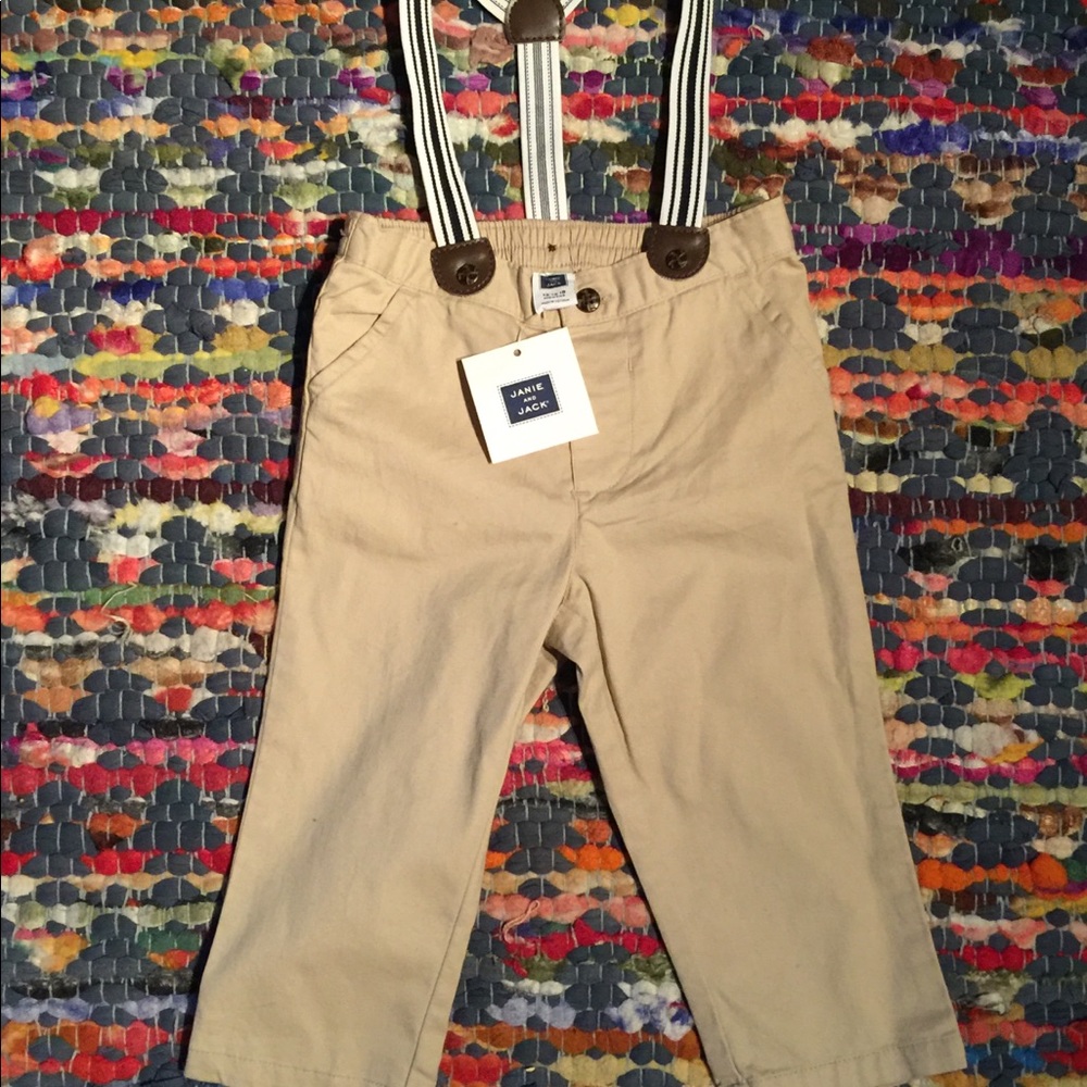 New with tags. Janie + Jack pants with suspenders